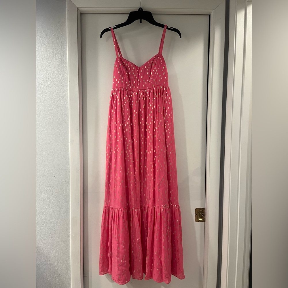 LIKE NEW Lily Pulitzer pink and gold maxi dress